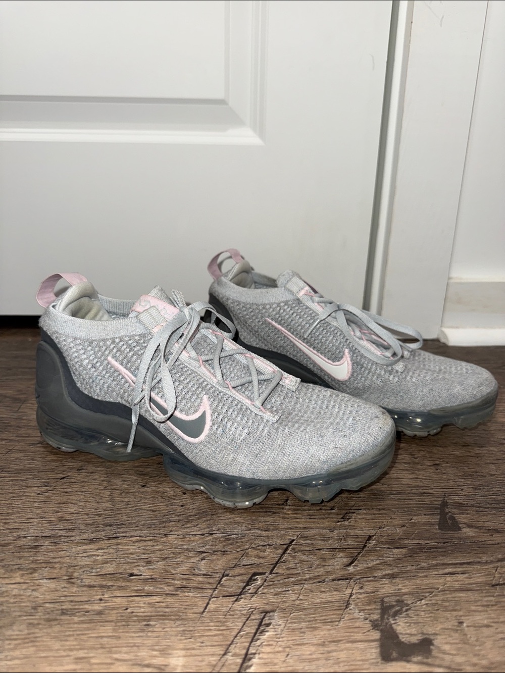 Nike Kids Grey and Pink VaporMax Knit Sneakers
